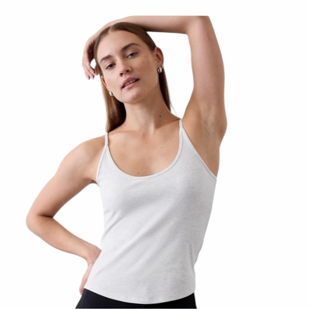 NWT Athleta Signature Rib Thin Strap Tank - Fog Grey Heather/S